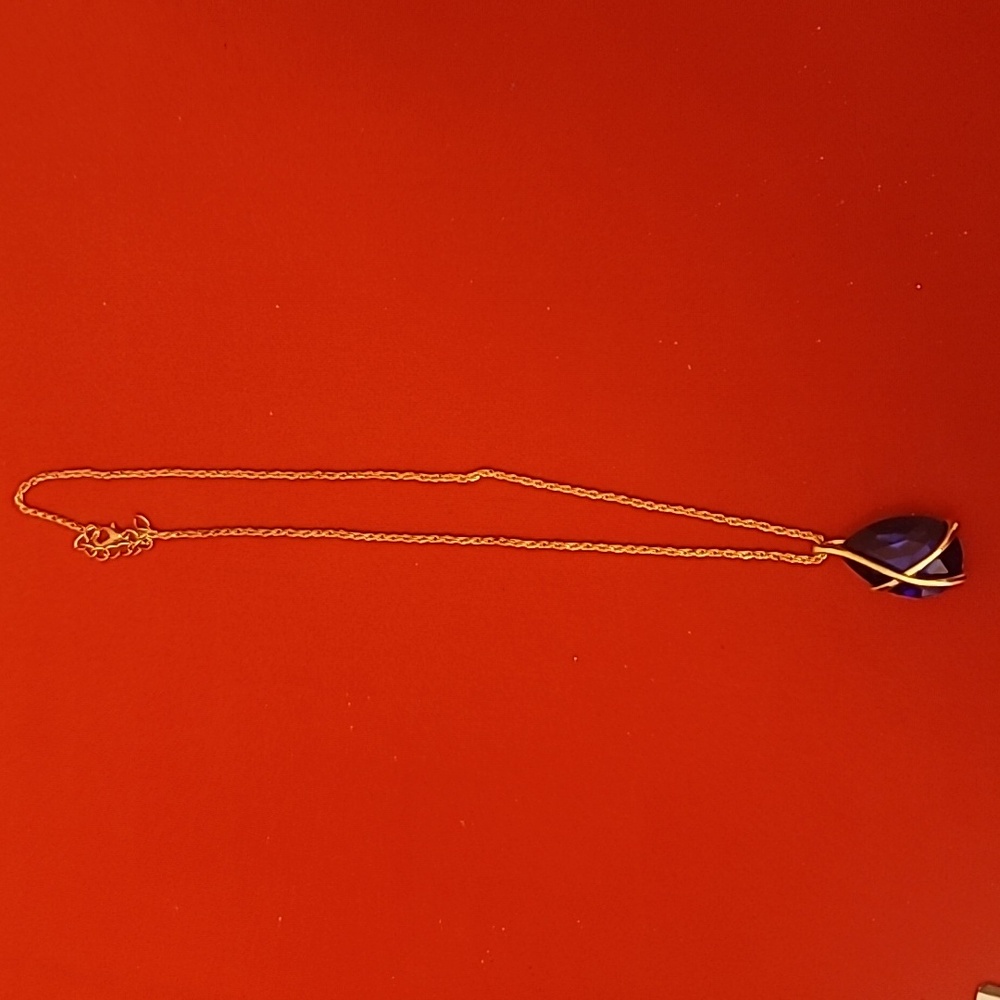 Fashion Blue Teardrop Pendant Necklace & Earring Set - Alloy & Titanium Steel - Picture 9 of 13
